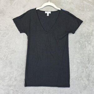 Loomstate Barneys Shirt Womens XS Black Organic Cotton V Neck Graphic Back Y2K